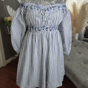 American Eagle Off Shoulder Striped Mini Dress Size XS